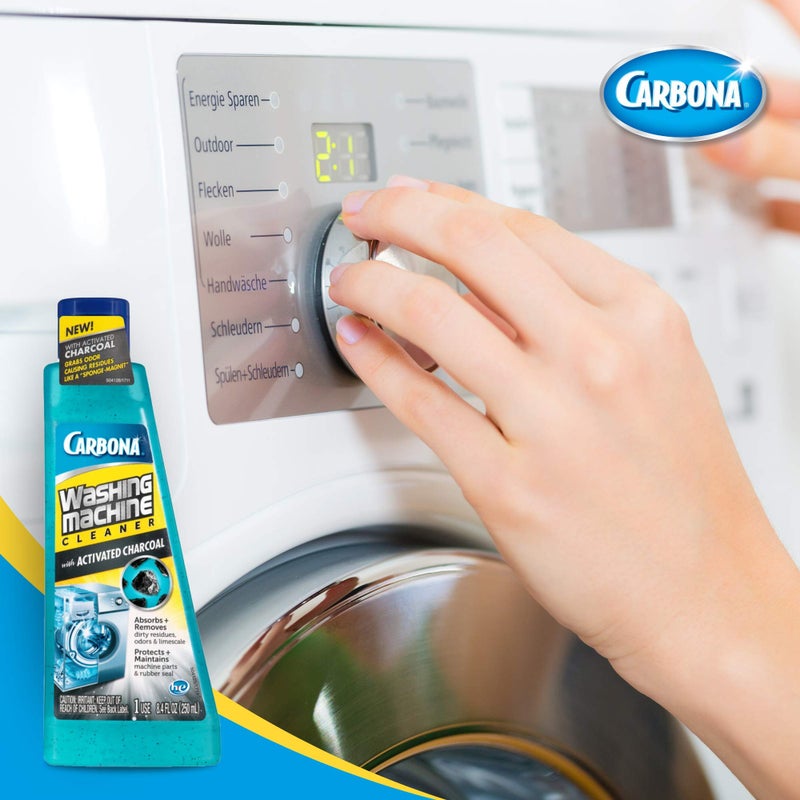 Carbona Washing Machine Cleaner with Activated Charcoal | Removes Odor-Causing Residues | Works in Standard & High Efficiency Washing Machines | 8.4 FL Oz, 3 Pack - Image 2